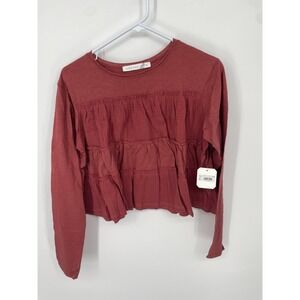 Altar'd State Top Women's XS Wine Tasting Lila Tiered Long Sleeve Babydoll NWT